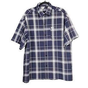 Vtg Lowrider Button Shirt Size‎ Large Plaid Cholo Chicano Caltop Purple White